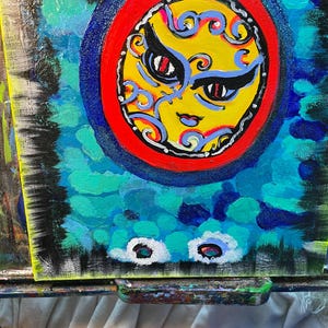 Fragmented Moon-Hand Painted 10x10-Canvas-Abstrakcyjna sztuka nocnego nieba