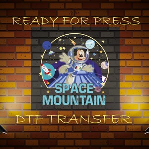 Disney Ready To Press, Space Mountain Dtf, Ready To Press, Retro Space Magic  Kingdom DTF, Direct To Film, Heat To Transfers, Vintage Disney