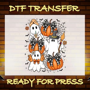 Halloween Ready To Press Dtf, Coquette Boo Dtf, Halloween Ghost Dtf, Bow Pumpkin Dtf, Direct To Film, Heat To Transfers, Ready For Ship Dtf