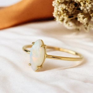 Opal Ring | Silver Opal Ring | Dainty Opal Ring | Gemstone Ring | 18K Gold Plated | Minimalist style | Delicate Opal Ring | Bride Gift