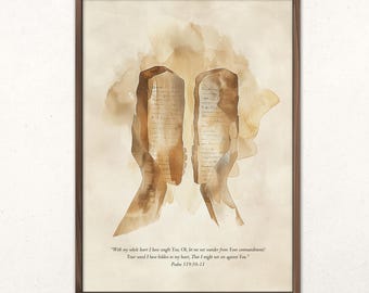 Ten Commandments Bible Verse Print - Christian Wall Art (Digital Download) - Free Wallpaper + Bookmark