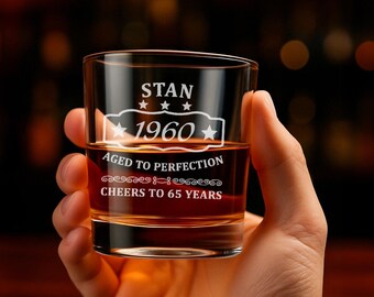 Personalized Whiskey Glass: Aged to Perfection Birthday Gift