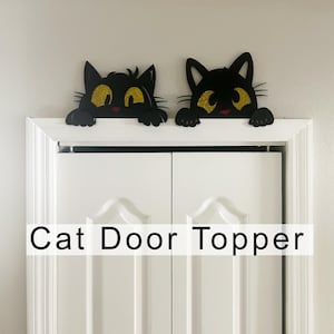 Black Cat Door Topper: Glitter Eyes, PLA Plastic Wall Decor