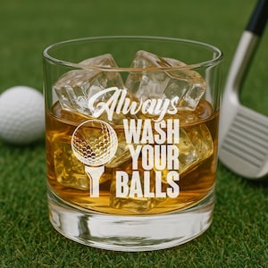 Golf Whiskey Glass: Laser Etched Rocks Glass for Golfers