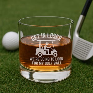 Golf Whiskey Glass: Laser Etched Rocks Glass for Golfers