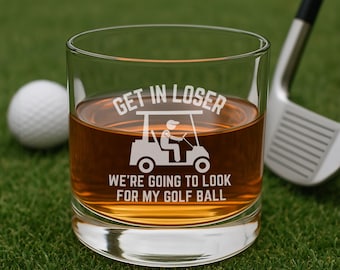 Golf Whiskey Glass: Laser Etched Rocks Glass for Golfers