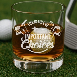 Golf Whiskey Glass: Laser Etched Rocks Glass for Golfers