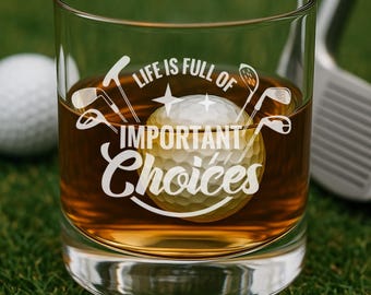 Golf Whiskey Glass: Laser Etched Rocks Glass for Golfers