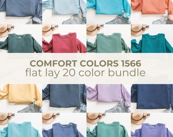 Comfort Colors 1566 Mockup-paket, Flat Lay-mockup-paket, Comfort Colors Sweatshirt-mockup, CC1566 Printify POD-mockup, Modell 1566 Mockup