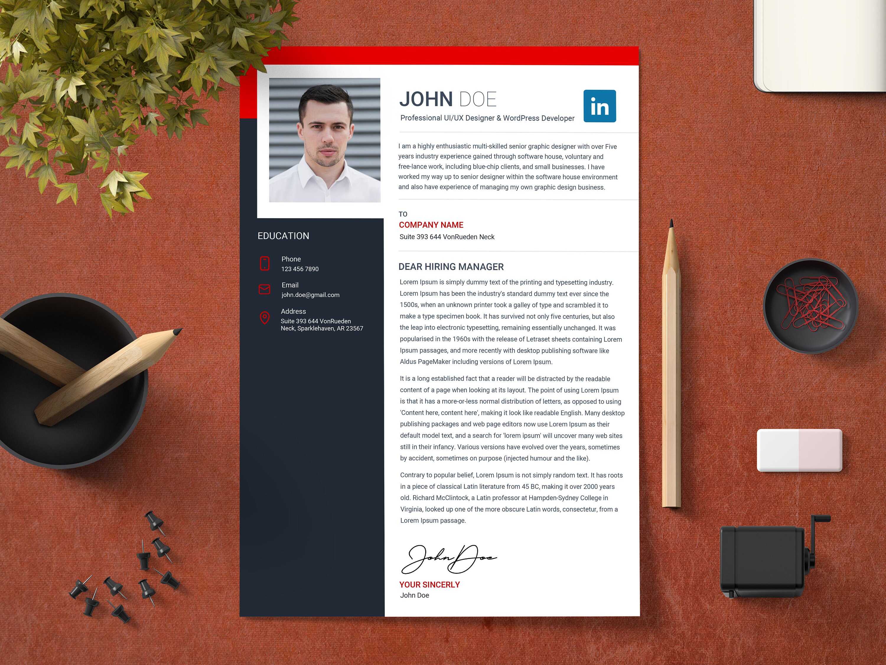 Modern Executive Resume Template 2024 - Professional Photo CV for Word ...