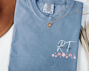Respiratory Therapist Pocket Tee, Comfort Colors Respiratory Therapy T-shirt, Respiratory Therapy Gift, Pulmonology Tee, RT RRT Floral Shirt