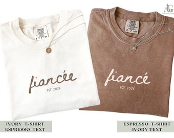 Comfort Color Fiance And Fiancee Shirt, Future Mr And Mrs Matching Shirts, Custom Engagement T-Shirt, Bride To Be Outfit Engagement Gift Tee