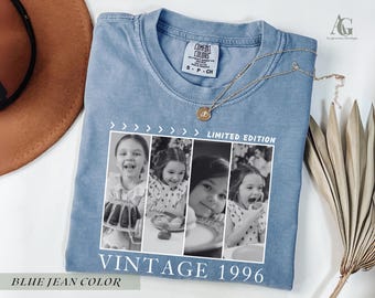 Custom 30th Birthday T-Shirt, Personalized Picture Birthday Gift, Retro Birth Year Tee, Vintage 1996 Shirt 30th 40th 50th Birthday Throwback