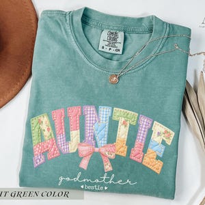 Auntie Godmother Bestie T-shirt, Godmother Faux Patchwork Tee, Gift for Godmother Proposal, Baptism Day Gift, Aunt Gift for Birthday