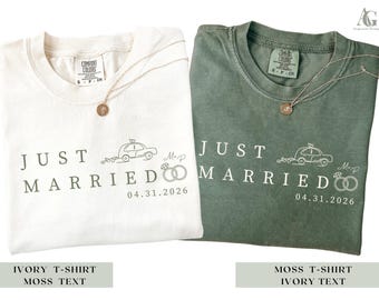 Just Married T-shirt, Personalized  Mr And Mrs Honeymoon Tees, Newlywed Matching Couple Shirts,  Couples Wedding Gift For Bride And Groom