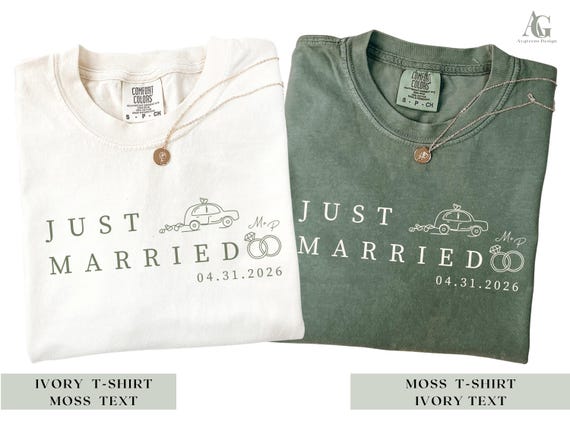 Just Married T-shirt, Personalized  Mr And Mrs Honeymoon Tees, Newlywed Matching Couple Shirts,  Couples Wedding Gift For Bride And Groom
