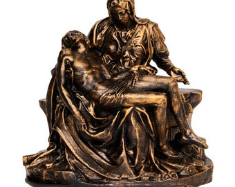 Pietà by Michelangelo, 3D Resin Statue, 15/20 cm, Classic Replica Made in Italy, White, Bronze, Black Finishes