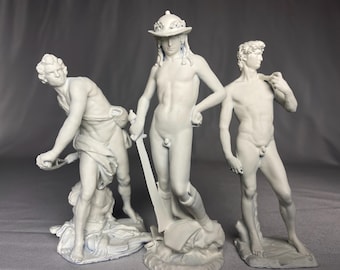 David Statue Set 10 cm – Michelangelo Donatello Bernini | 3D Printed Renaissance Resin Sculpture | Artistic Miniatures | Made in Italy Gift