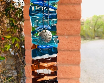 Rivers Edge Suncatcher-Fused Glass-Wall Art-River Flow-Window Decor-Yard Art