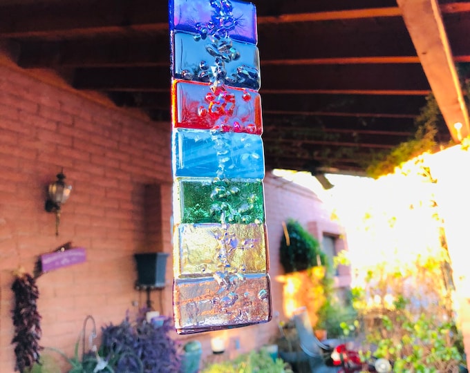 Rainbow-Fused Glass-After the Storm-Suncatcher-Gift-Wall Decor-Garden Art-Porch Decor