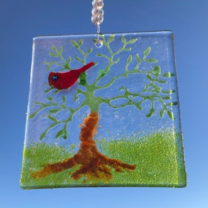 Art du verre fait main Cardinal-attrape-soleil image 2