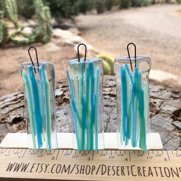 3-Fused Glass Strips-Gift for Her-Indoor Decor-D-I-Y-Windchime Instructions-Garden Art