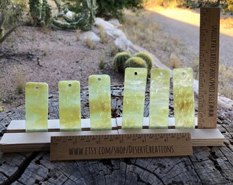6-Lemonade Strips-Drilled-Hanging Instructions-Stained Glass-Patio Decor-Garden Art