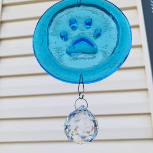 Paw Print-Glass Art-Memorial Suncatcher-Friend Gift-Garden Art