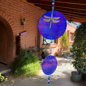 Dragonfly Suncatcher-Garden Art Gift-Patio Decor-Hanging Outdoor Dragonfly Art