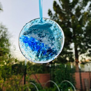 Dolphin-Tree Ornament-Ocean-Suncatcher-Teacher Gift-Colorful-Fused Glass