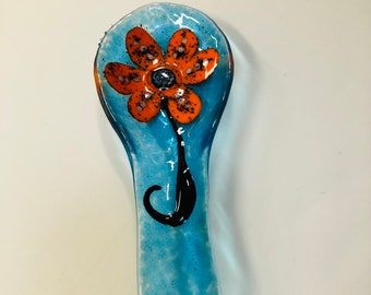 Flower Spoon Rest-Colorful-Gift-Kitchen Decor-Glass Art