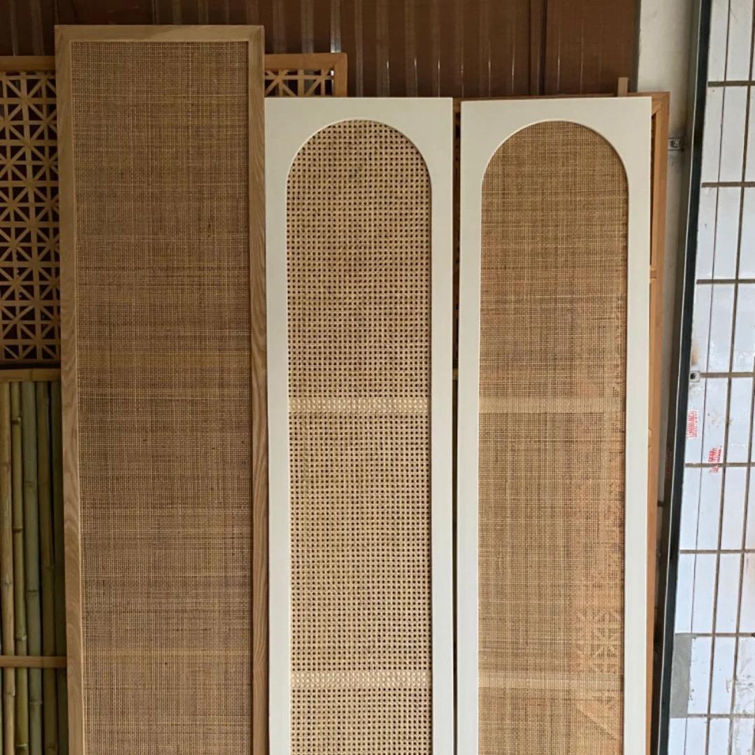 Custom Arch Design Solid Wood Rattan Cane Webbing Interior Door ...