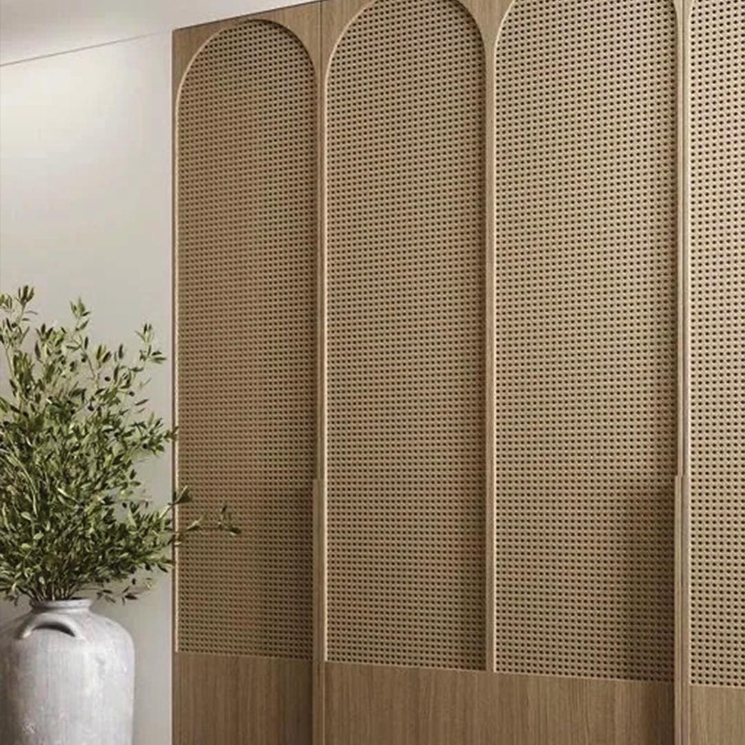 Custom Arch Design Solid Wood Rattan Cane Webbing Interior Door ...