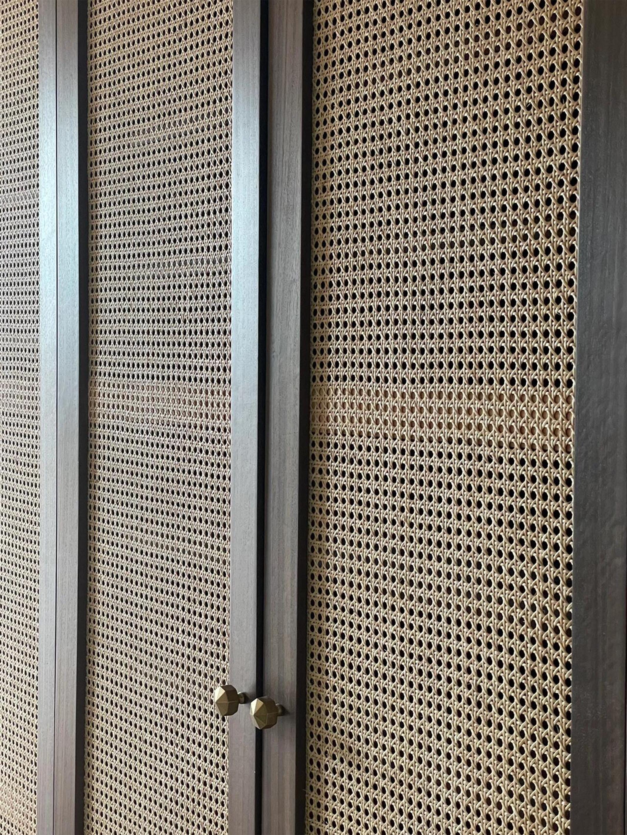 Custom Design Solid Wood Rattan Cane Webbing Interior Door | Closet ...