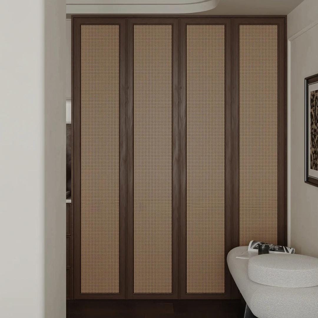 Custom Design Solid Wood Rattan Cane Webbing Interior Door | Closet ...