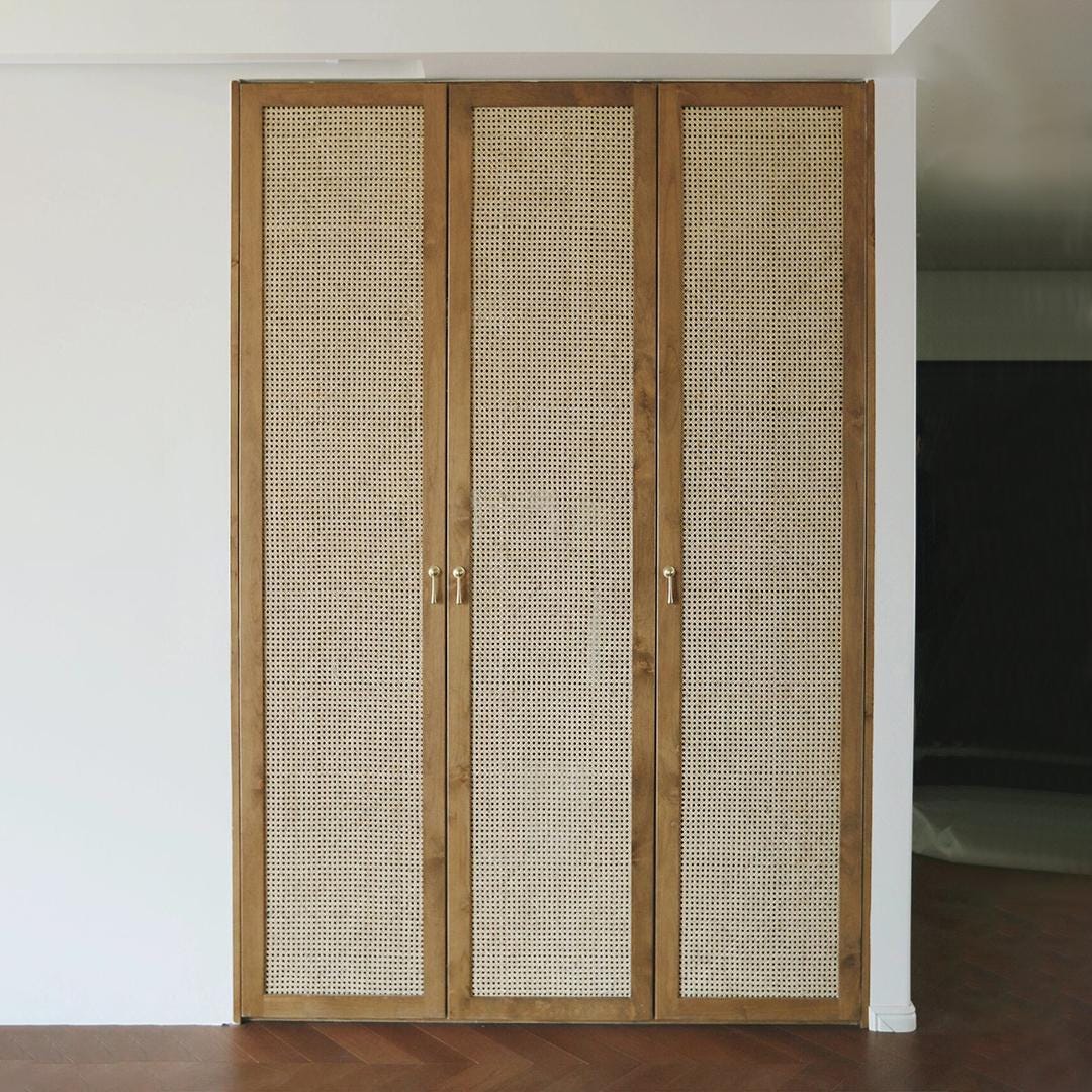 Custom Design Solid Wood Rattan Cane Webbing Interior Door | Closet ...