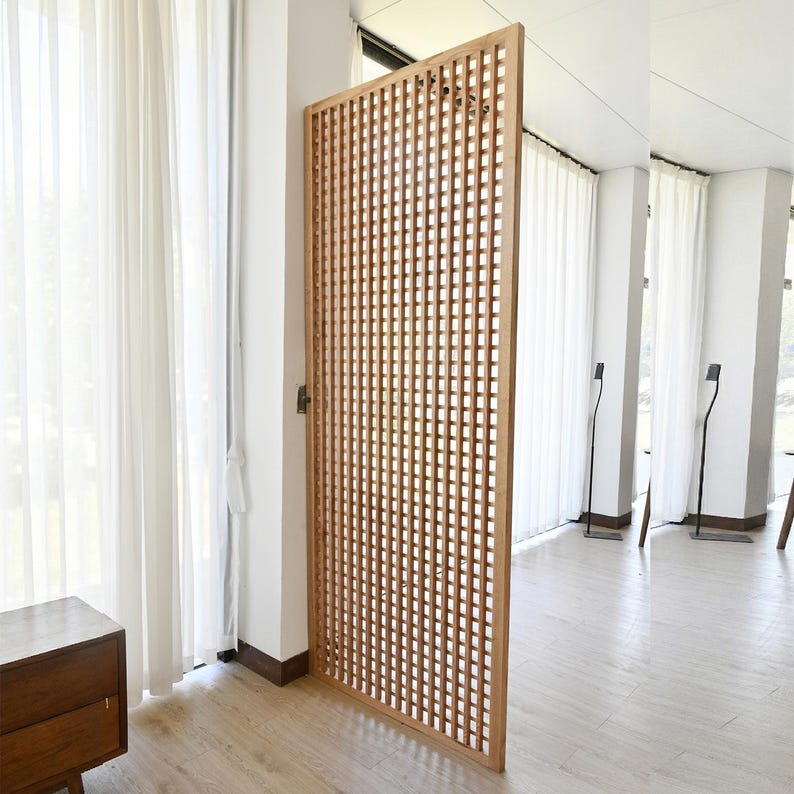 White Rctangular Divder Asian Style Wood Slat Door | Room Divider Grid Style - Etsy