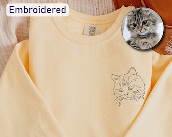Embroidered - Custom PET PORTRAIT - Comfort Colors Sweatshirts - Pet lover Gift
