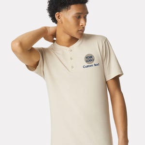 Custom Logo Henley Shirt, Embroidered Business Uniform, KingArtDesigner