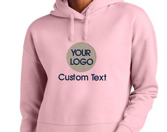 Custom Logo Embroidered Crop Hoodie, Women’s Team, School and Business Apparel, KingArtDesigner