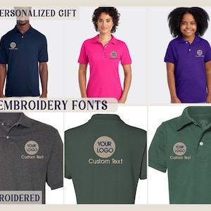 Embroidered - Custom Logo Jerzees Brand Polo Shirts for all family members - Personalized Gift