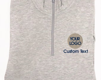 Custom Logo Quarter Zip Sweatshirt, Embroidered Work Pullover, KingArtDesigner