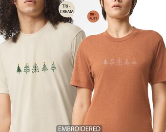 Embroidered Christmas Tree Triblend T-Shirt - American Apparel