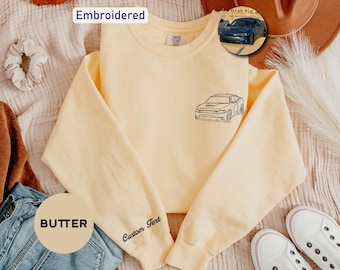 Comfort Colors Embroidered Car Sweatshirt – Personalized Gift