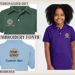 Embroidered - Custom Logo Jerzees Brand Polo Shirts for youth kids - Personalized Gift