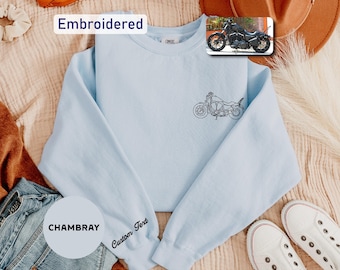 Comfort Colors Sweatshirt for Motorcycle Enthusiasts - Personalized Motorcycle Embroidery - Perfect Custom Gift