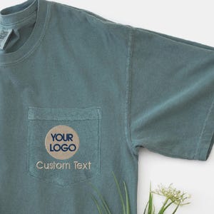 Embroidered - Custom Logo Comfort Colors Pocket T-shirts for adults - Personalized Gift, KingArtDesigner