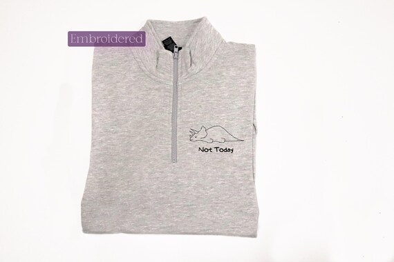 Embroidered Lazy Animal Quarter Zip: Relaxed Style Gift