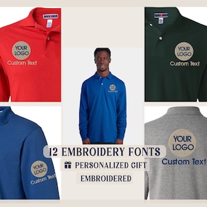 Embroidered - Custom Logo Jerzees Brand Unisex Long Sleeve Polo Shirts for adults - Personalized Gift
