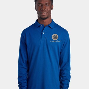Custom Logo Long Sleeve Polo, Embroidered Staff Uniform, Stain Resistant Shirt, KingArtDesigner